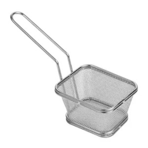 CESTA DE PETISCO QUADRADA DE AÇO INOX 6X9X10.5CM - TRC8513
