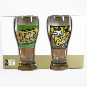 JOGO DE COPOS PAGODINHO RETRÔ C/2 PEÇAS 200 ML CADA - 13 CM - MODELO 01 - LV09-1