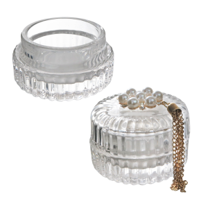 CASTIÇAL EM VIDRO COM TAMPA E PENDENTE 4,8CM - GA10045-B