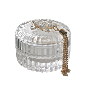 CASTIÇAL EM VIDRO COM TAMPA E PENDENTE 4,8CM - GA10045-D