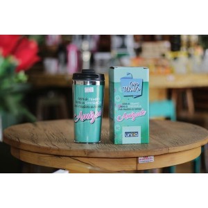 COPO ISOTERMICO INOX E PLASTICO AMIZADE - 450ML - TAMPA ROSQUEAVEL E COM TRAVA - 342