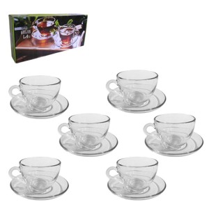 JOGO DE CHÁ DE VIDRO COM 6 XÍCARAS E 06 PIRES - 210 ML - BM91017138
