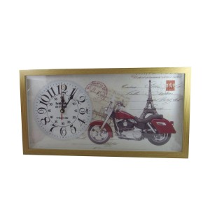 RELOGIO DE PAREDE VINTAGE CAR MOLDURA MADEIRA CLARA 26,5 X 4,5 X 50 CM - SXZ2664