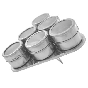 PORTA CONDIMENTO INOX COM 6 PORTA TEMPEROS MAGNÉTICO CA12278