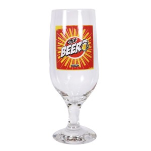 TAÇA DE VIDRO FLORIPA PARA CERVEJA RETRÔ COOLD BEER - 300 ML - 17 CM - MODELO 01 - 07732-1