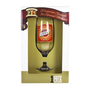 TAÇA DE VIDRO FLORIPA PARA CERVEJA RETRÔ COOLD BEER - 300 ML - 17 CM - MODELO 01 - 07732-1
