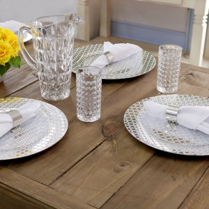 JOGO SOUSPLAT LUXO DE PLASTICO COM 06 PEÇAS - 33 CM PRATA