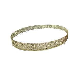 BANDEJA DE METAL COM ESPELHO REDONDA 25CM DOURADA - S1088S-DOU