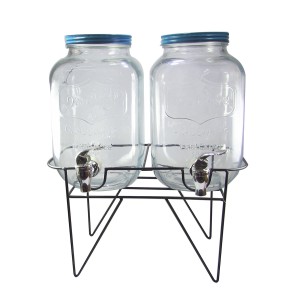 CONJUNTO DE SUQUEIRA DUPLA 2 LITROS CADA COM SUPORTE TAMPA TURQUESA VDS50013-TQ