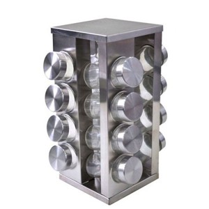 PORTA TEMPEROS GIRATORIO EM INOX COM 16 PEÇAS - MG7776