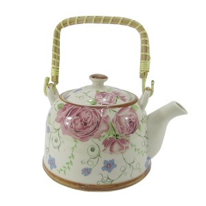 BULE CHALEIRA COM INFUSOR CERÂMICA  FLORAL COM ALÇA 600ML -BUL30A-RS