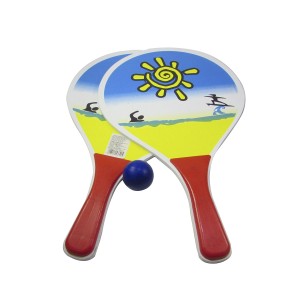 JOGO DE FRESCOBOL EM MADEIRA COM 3 PÇS - ESTAMPA BEACH BALL - 93642-E