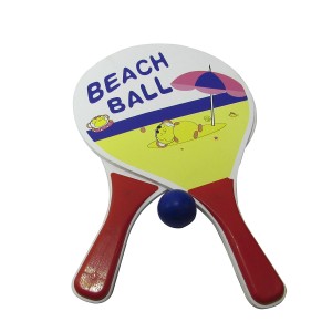 JOGO DE FRESCOBOL EM MADEIRA COM 3 PÇS - ESTAMPA BEACH BALL - 93642-D