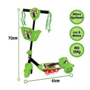 PATINETE 03 RODAS DE METAL MUSICAL DINOSSAURO DESMONTÁVEL - 35KG - DMR5620