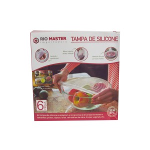JOGO DE TAMPAS DE SILICONE PROTETOR DE ALIMENTOS COM 6 PEÇAS 6,5 CM A 19,5 CM - 5017