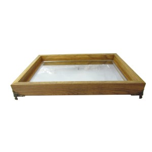 BANDEJA ESPELHADA DE MADEIRA COM PÉS DE METAL 22X32CM - 5006-MR