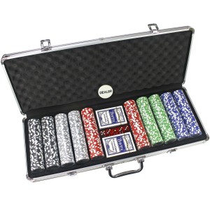 JOGO DE POKER 500 FICHAS NUMERADAS NA MALETA DE ALUMINIO - MB87063