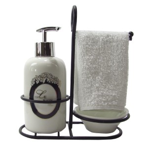 JOGO PARA BANHEIRO DE PORCELANA  BRANCO 03 PEÇAS -1350-DECOR