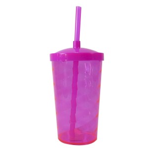 COPO COM CANUDO DE PLÁSTICO PARA LEMBRANÇAS E PERSONALIZAÇÕES 500 ML - 19-PK