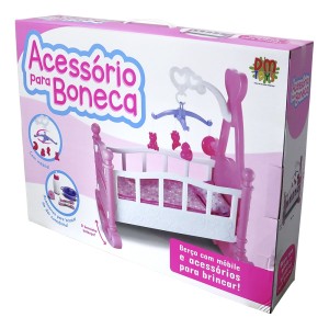 BERÇO PARA BONECA DE PLASTICO COM MOBILE - DMT5370