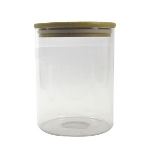 POTE DE VIDRO 1L COM TAMPA EM BAMBU E VEDAÇÃO DE SILICONE -BF2985