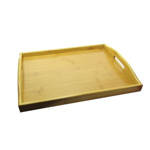 BANDEJA EM BAMBU COM ALÇA PARA SERVIR 30X40 CM RETANGULAR - 73425