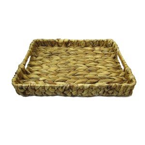 BANDEJA DE PALHA ENTRELAÇADA E BASE DE METAL RETANGULAR 24X32CM - 73787
