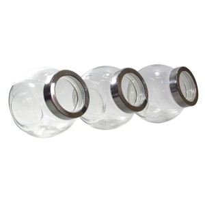 PORTA CONDIMENTO DE VIDRO COM 03 PEÇAS COM TAMPA EM PLÁSTICO COM INOX  - JHF3