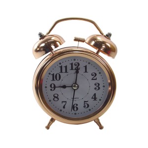 RELÓGIO DESPERTADOR DE METAL GOLD ROSE COM ILUMINAÇÃO 13X10CM- MG2859