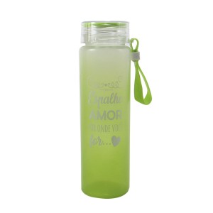 GARRAFA DE VIDRO COM 380 ML -FRASE ESPALHE AMOR POR ONDE VOCÊ FOR - GP9055-VD