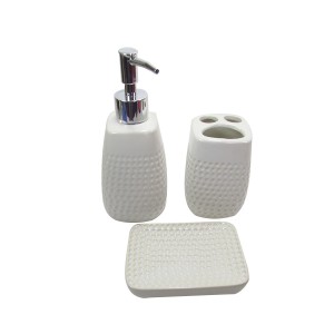 JOGO PARA BANHEIRO PORCELANA 3 PEÇAS BRANCO ENVELHECIDO - 3604