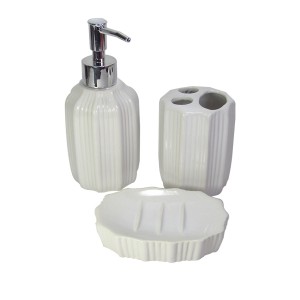 JOGO PARA BANHEIRO PORCELANA BRANCO ENVELHECIDO COM 03 PEÇAS - 3600