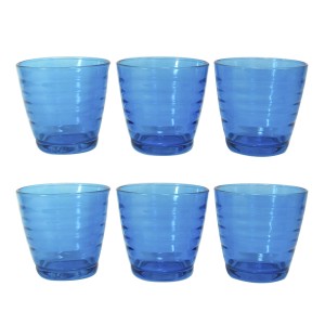 JOGO DE COPO DE VIDRO COM 06 PEÇAS COLOR CANNES 230ML -VDA14024-AZ
