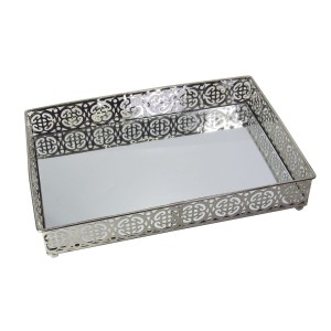 BANDEJA ESPELHADA ARAMADA DE METAL RETANGULAR 19X27 - HGH7645-PTA