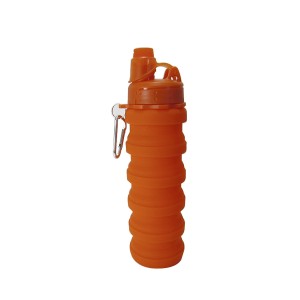 GARRAFA RETRÁTIL DE SILICONE 500 ML COM ALÇA MOSQUETÃO E TAMPA  ROSQUEÁVEL - 2230-LJ