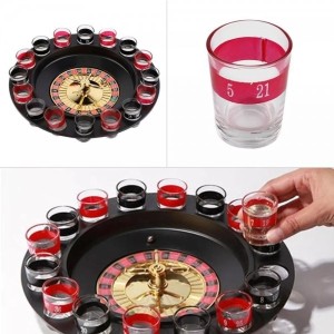 JOGO CASSINO ROLETA SHOT COM 16 COPOS DE VIDRO -  BRFG10121