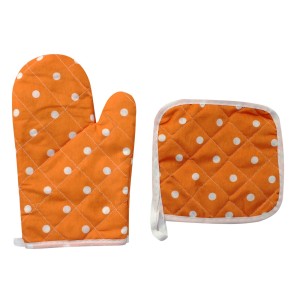 KIT LUVA PARA FORNO E DESCANDO DE PANELA DE POLIÉSTER 02 PEÇAS- ESTAMPA POÁ - CA04068-LJ