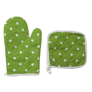 KIT LUVA PARA FORNO E DESCANSO DE PANELA DE POLIÉSTER 02 PEÇAS- ESTAMPA POÁ - CA04068-VD
