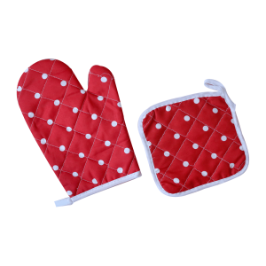 KIT LUVA PARA FORNO E DESCANSO DE PANELA DE POLIÉSTER 02 PEÇAS- ESTAMPA POÁ - CA04068-VM