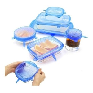 JOGO DE TAMPAS DE SILICONE PROTETOR DE ALIMENTOS COM 6 PEÇAS 6,5 CM A 19,5 CM - 5112-AZ