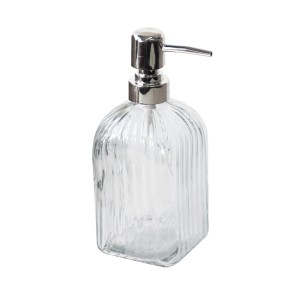 PORTA SABONETE LIQUIDO VIDRO QUADRADO 380ML MODELO RISCAS VERTICAIS - BM360268-C