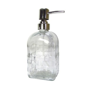 PORTA SABONETE LIQUIDO VIDRO QUADRADO 380ML MODELO QUADRICULAR - BM360268-E