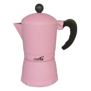 CAFETEIRA TIPO ITALIANA ROSA DE ALUMINIO 300 ML PARA 6 XICARAS  50 ML - CA11077