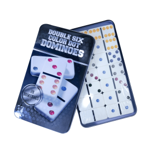 JOGO DE DOMINÓ DE PLÁSTICO NA LATA DE METAL COM 28 PÇS - 602214-PT