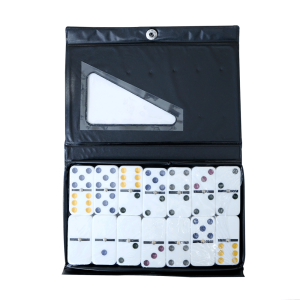 DOMINO PROFISSIONAL 28 PEÇAS 100% OSSO - 10MM CAIXA PLASTICA PRETA -  52115008B-PT