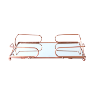 BANDEJA DE METAL ESPELHADA DE VIDRO 14X24CM - KIT111-GR