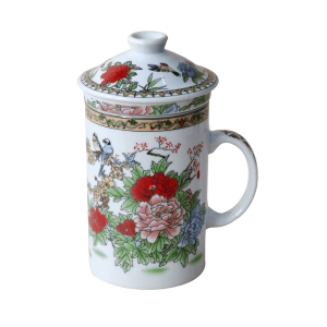 CANECA COM INFUSOR EM PORCELANA E TAMPA ORIENTAL 250ML 14,5CM - GB602-A