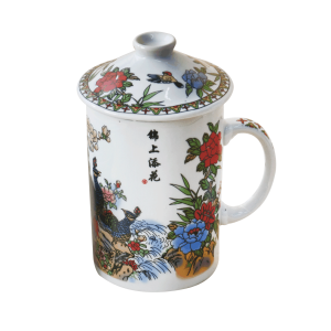 CANECA COM INFUSOR EM PORCELANA E TAMPA ORIENTAL 250ML 14,5CM - GB602-B