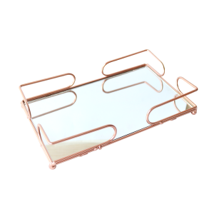 BANDEJA DE METAL ESPELHADA DE VIDRO 18CM - KIT110-GR