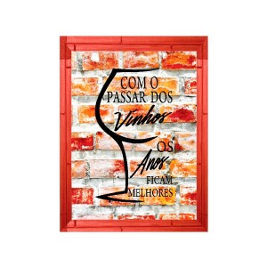 PORTA ROLHAS COM O PASSAR DOS VINHOS VERMELH0 30 X 40 CM - 794